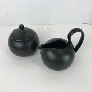 Brown ceramic Chantal Cream and Sugar Set